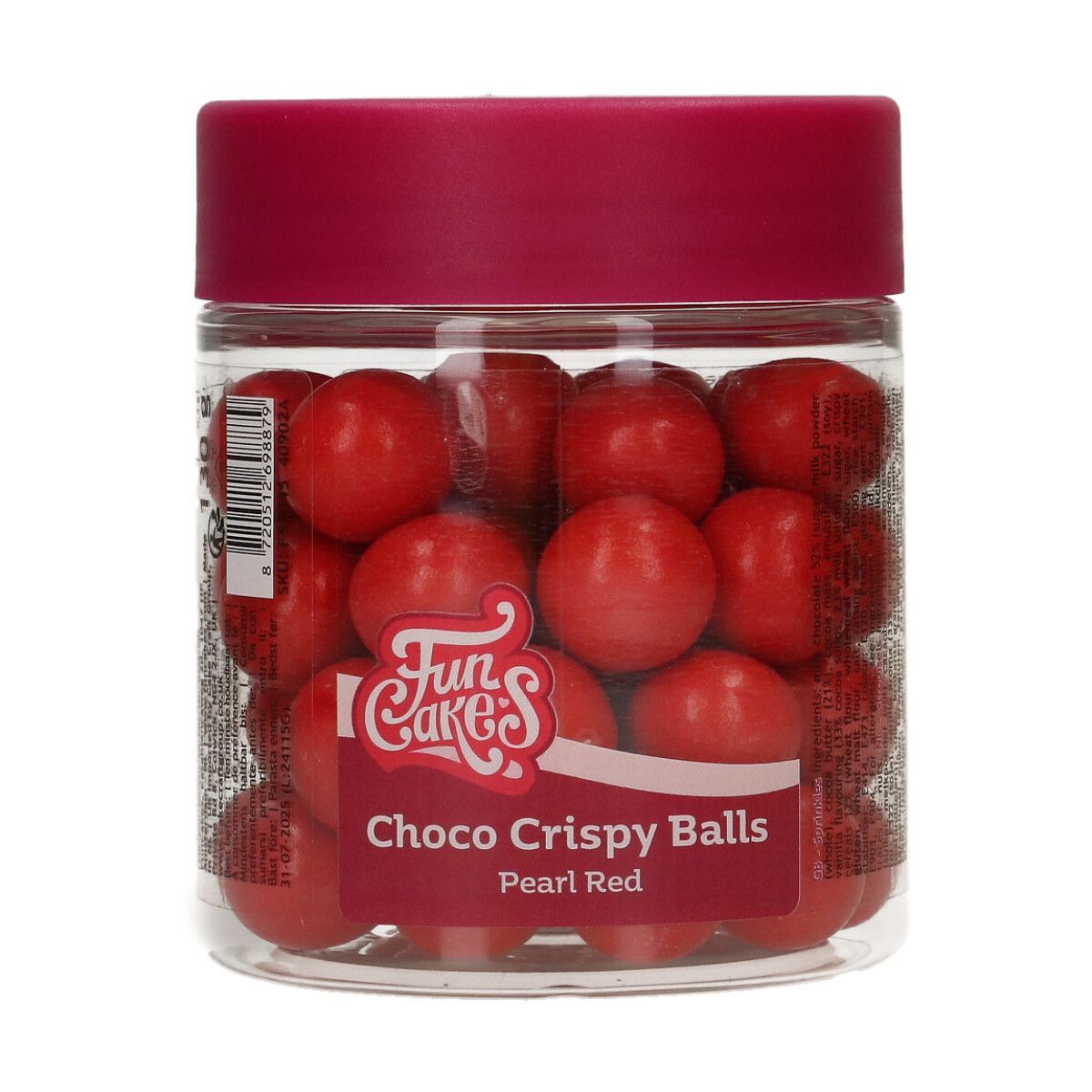 FunCakes Choco Crispy Balls - PEARL RED 130g - Σοκολατένιες Τραγανές Μεγάλες Πέρλες Κόκκινο Περλέ