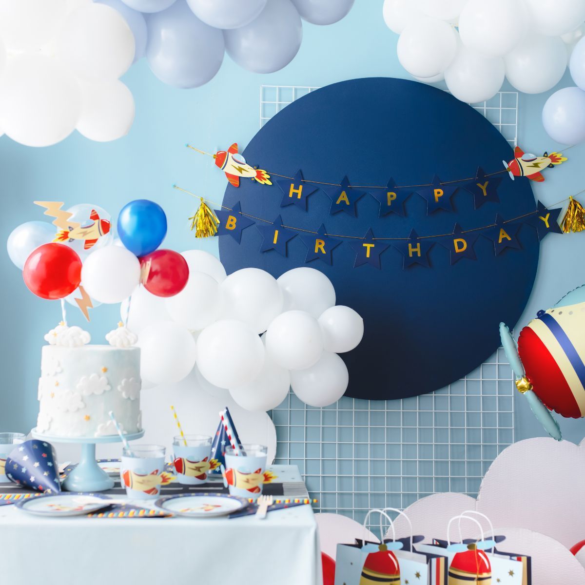 PartyDeco Balloon Cake Topper - AIRPLANE - Τόπερ Αεροπλάνο με μπαλόνια