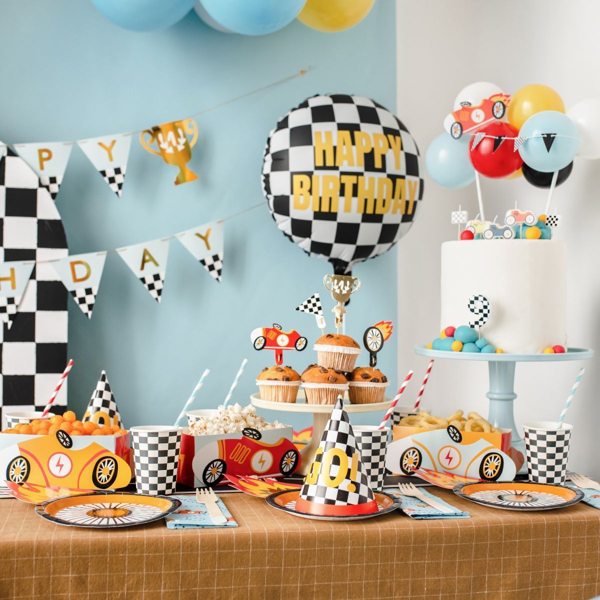 PartyDeco Balloon Cake Topper - CAR - Τόπερ Αυτοκίνητο με μπαλόνια