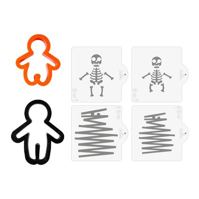 SALE!!! DECORA -HALLOWEEN -Gingerbread Man Cutter and Stencil - Σετ πλαστικά Κουπ πατ Μπισκοτάνθρωπος και Στένσιλ
