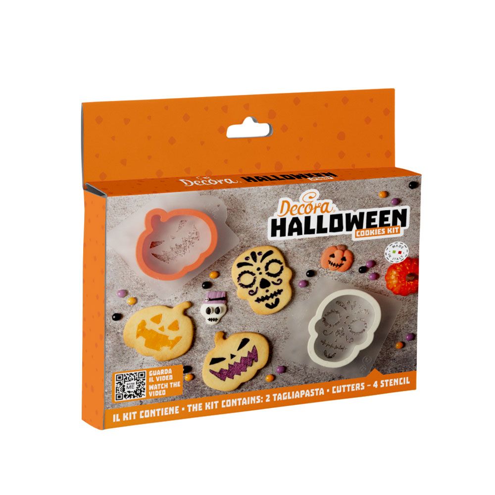 DECORA -HALLOWEEN -Monster Cutter and Stencil (Skull &amp; Pumpkin) - Σετ πλαστικά Κουπ πατ Κρανίο και Κολοκύθα και στένσιλ