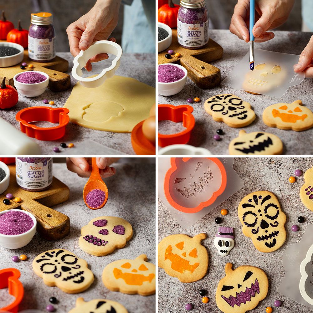 DECORA -HALLOWEEN -Monster Cutter and Stencil (Skull &amp; Pumpkin) - Σετ πλαστικά Κουπ πατ Κρανίο και Κολοκύθα και στένσιλ