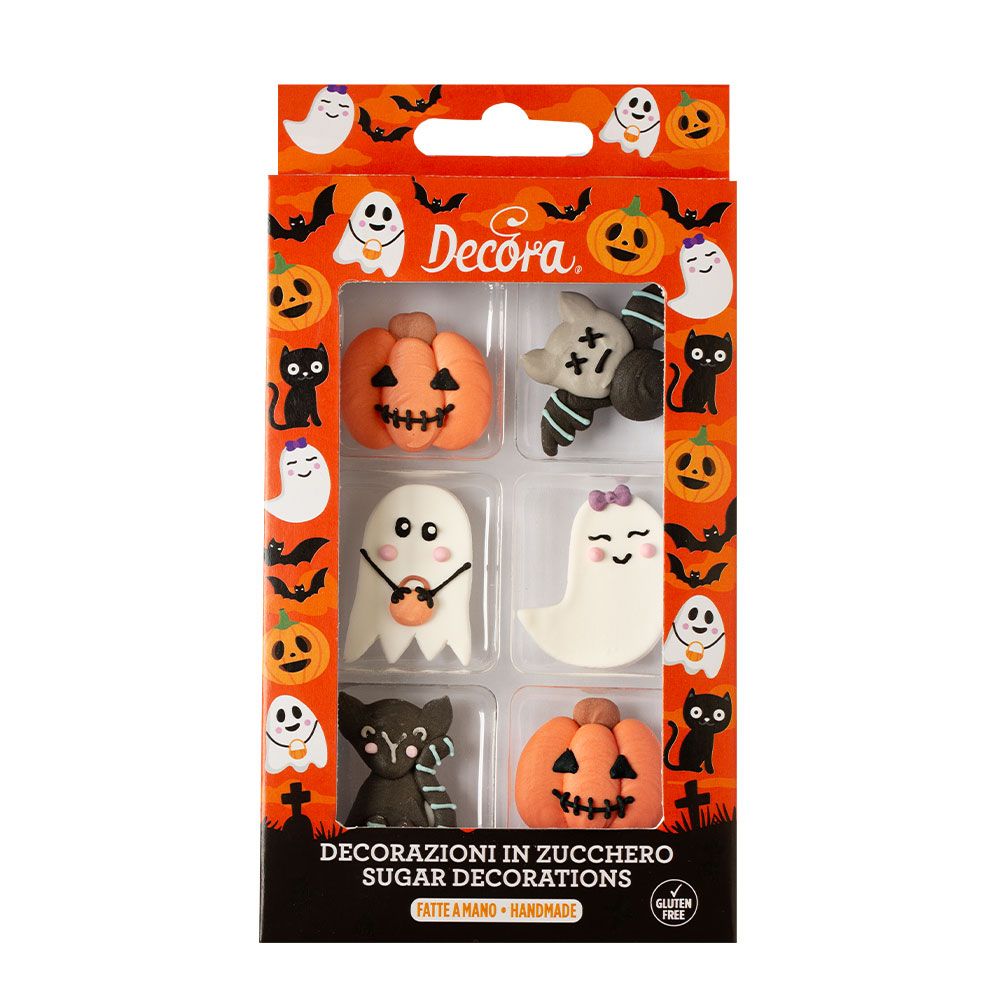 DECORA Sugar Decorations Mr &amp; Mrs Ghost 6 τεμ - Βρώσιμα Διακοσμητικά Ζαχαρωτά με θέμα το Halloween
