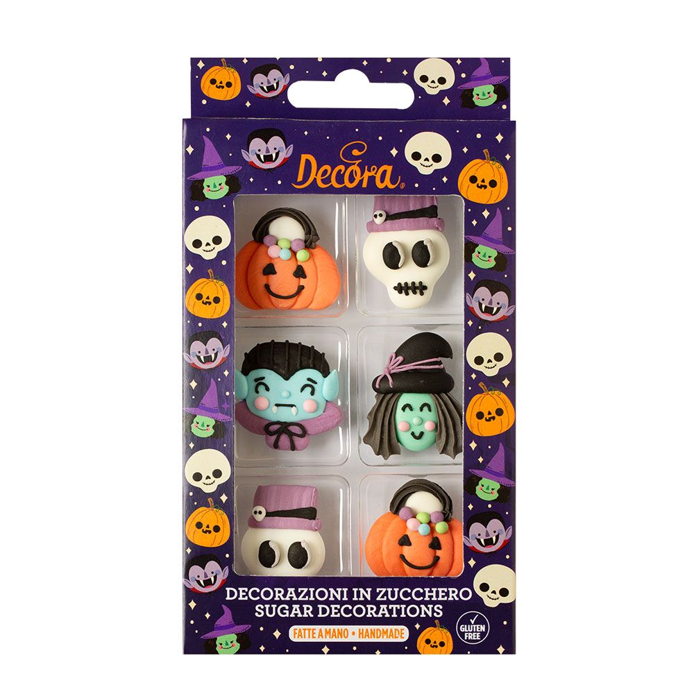 DECORA Sugar Decorations HORROR In SUGAR 6 τεμ - Βρώσιμα Διακοσμητικά Ζαχαρωτά με θέμα το Halloween