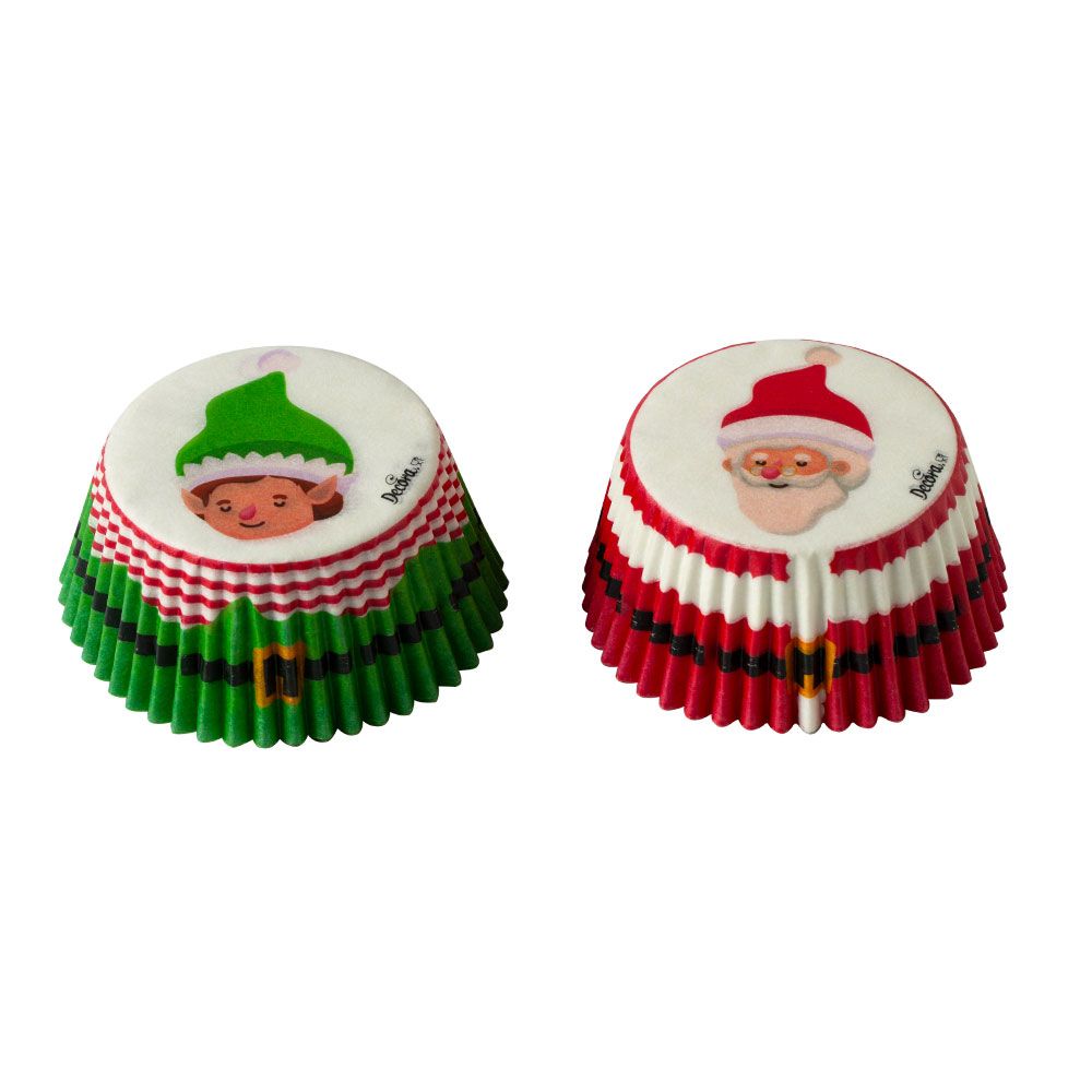 DECORA Cupcake Cases -SANTA&#39;S ELVES -RED &amp; GREEN - Χριστουγεννιάτικες Θήκες Ψησίματος σε Κόκκινο και Πράσινο με Ξωτικά, 36 τεμ