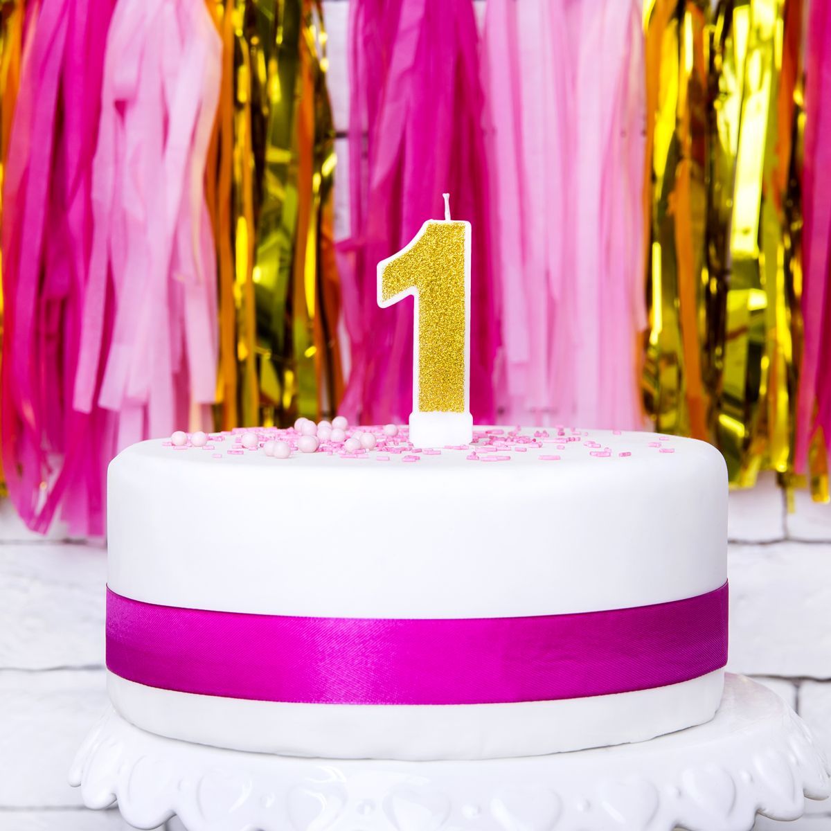 PartyDeco Birthday Candle GOLD Number 1 - Κεράκι Χρυσό Γκλίτερ αριθμός &#39;1&#39;