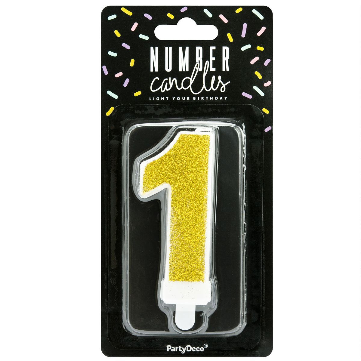 PartyDeco Birthday Candle GOLD Number 1 - Κεράκι Χρυσό Γκλίτερ αριθμός &#39;1&#39;