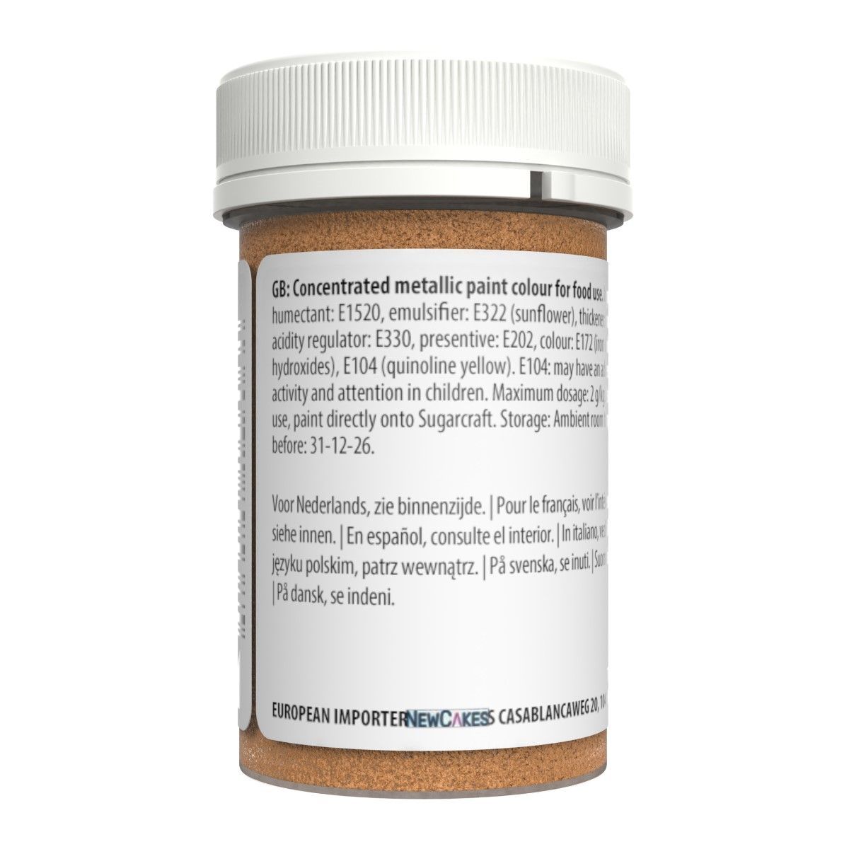 Sugarflair Colour Flex Metallic Paint -LIGHT GOLD 25γρ - Βρώσιμο χρώμα ζωγραφικής Ανοικτό Χρυσό