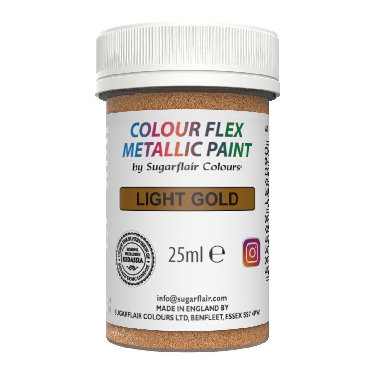 Sugarflair Colour Flex Metallic Paint -LIGHT GOLD 25γρ - Βρώσιμο χρώμα ζωγραφικής Ανοικτό Χρυσό