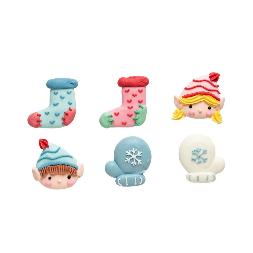 DECORA Sugar Decorations SANTA&#39;S ELVES 6 τεμ - Βρώσιμα Διακοσμητικά Ζαχαρωτά Χριστουγεννιάτικα Ξωτικά