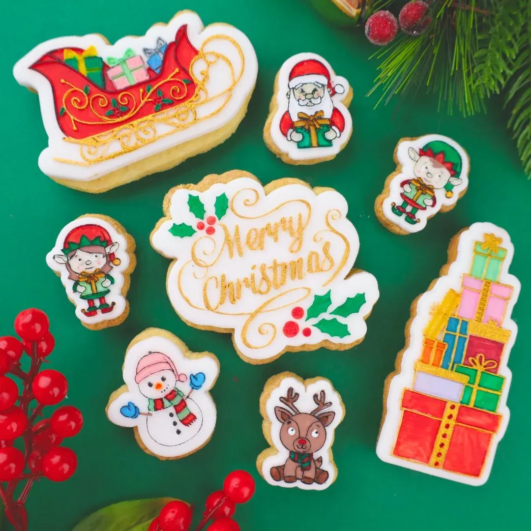 Sweet Stamp -OUTboss Stamp &#39;n Cut -MERRY CHRISTMAS HOLLY LEAVES- Κουπ Πατ και Σφραγίδα