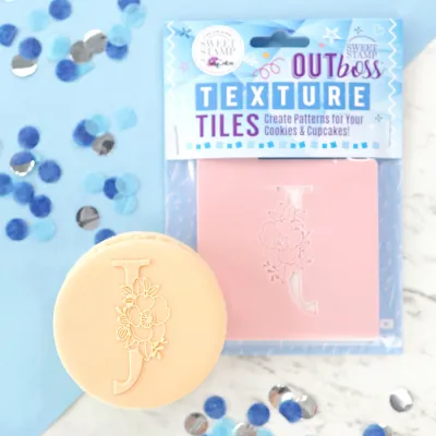 Sweet Stamp -Texture Tile -Monogram Floral -&#39;J&#39; - Σφραγίδα Μονόγραμμα με λουλούδια &#39;J&#39;