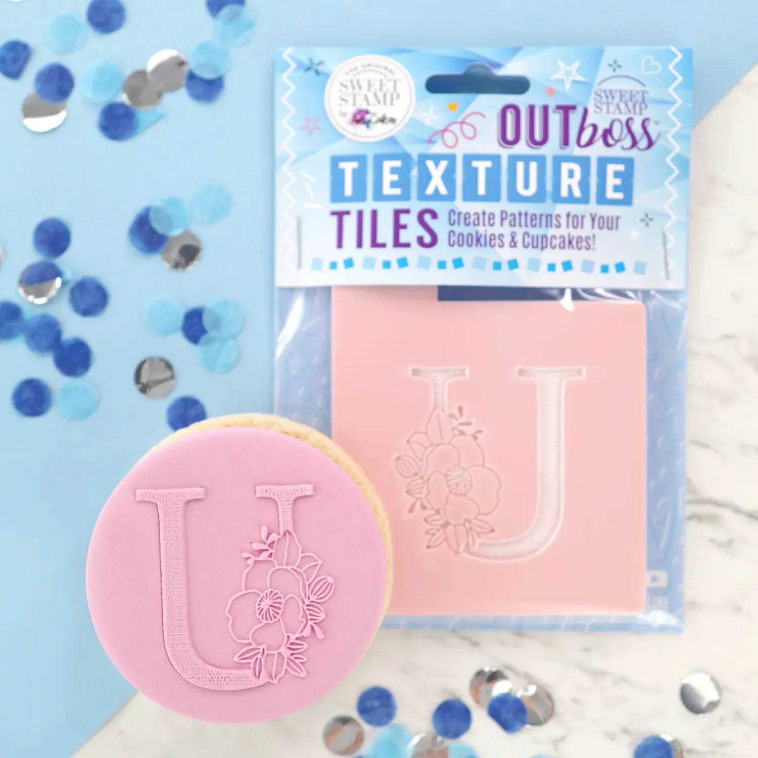 Sweet Stamp -Texture Tile -Monogram Floral -&#39;U&#39; - Σφραγίδα Μονόγραμμα με λουλούδια &#39;U&#39;