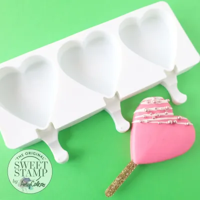 SALE!!! Sweet Stamp Cake Popsicle Mould - HEART - Καλούπι Σιλικόνης Καρδιές για Popsicles &amp; Cakesicles
