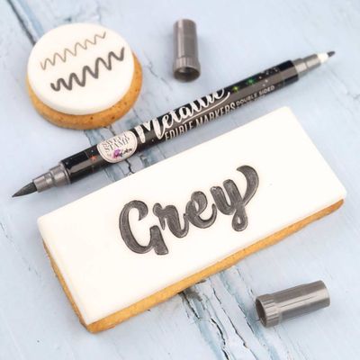 Sweet Stamp Edible Pen -METALLIC GREY-Βρώσιμος Μαρκαδόρος σε Μεταλλικό Γκρι με 2 άκρες