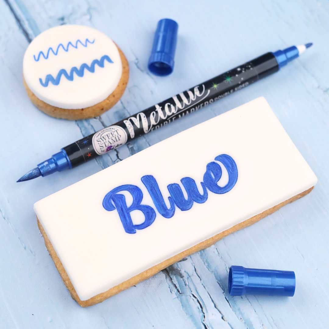 Sweet Stamp Edible Pen -METALLIC BLUE -Βρώσιμος Μαρκαδόρος σε Μεταλλικό Μπλε με 2 άκρες
