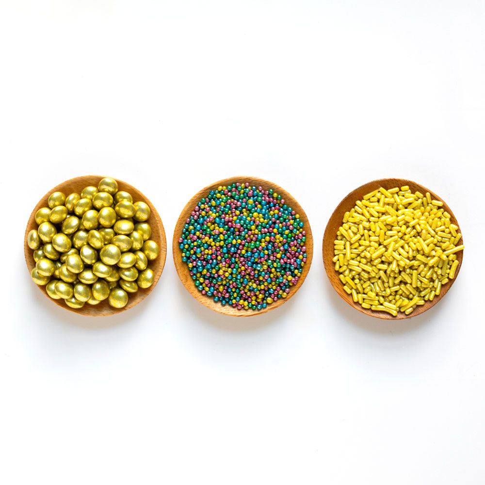 DECORA Sprinkles Set Decor Mix gold and multicolor - Σετ 3τεμ Βρώσιμα διακοσμητικά ζαχαρωτά σε χρυσές και πολύχρωμες αποχρώσεις