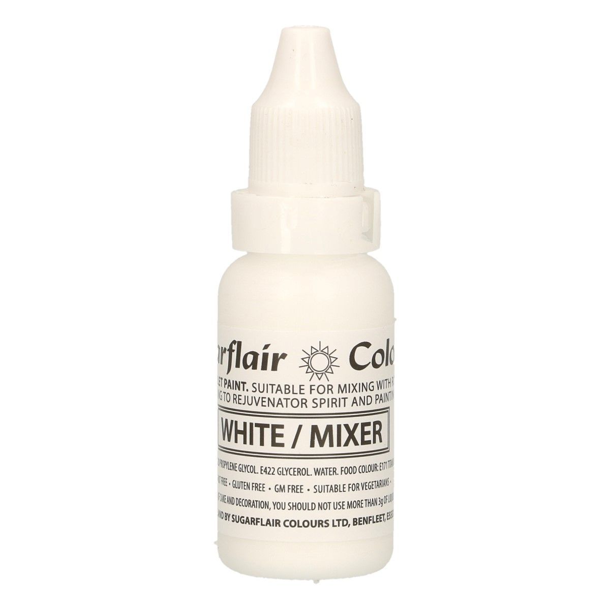 Sugarflair Edible Droplet Paint -White/Mixer- 14ml - Χρώμα σε υγρή μορφή Λευκό