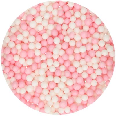 FunCakes Soft Sugar Pearls 4-6mm -PINK &amp; WHITE  Μαλακές  Πέρλες Ζάχαρης - Ροζ &amp; Λευκό 60γρ