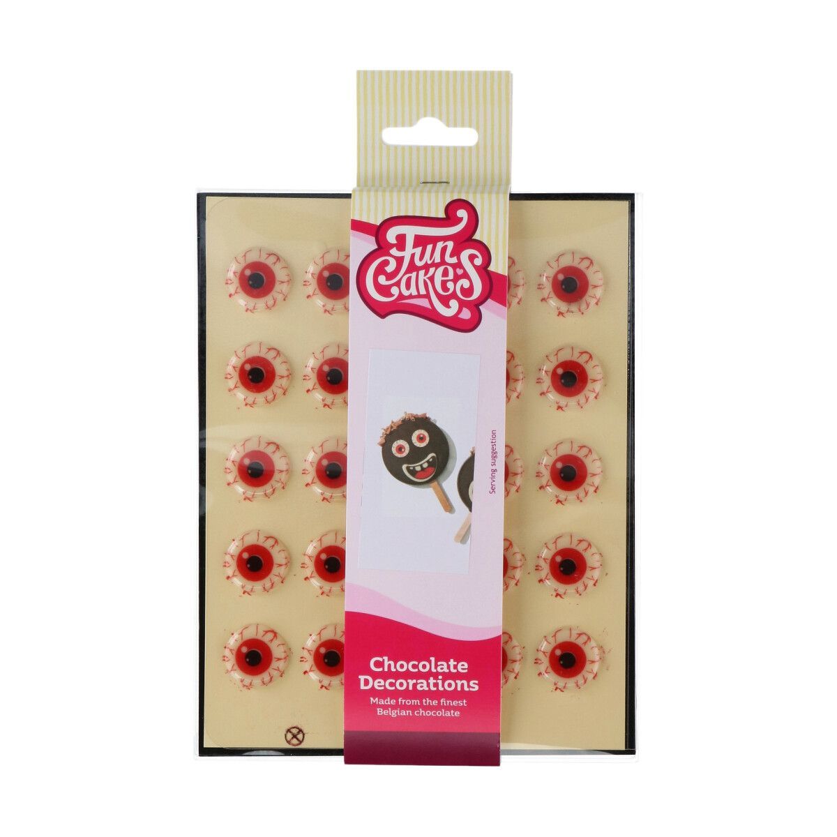FunCakes Sugar Decorations -ZOMBIE EYEBALLS 25 τμχ - Βρώσιμα Σοκολατένια Τρομακτικά Μάτια
