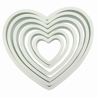 PME Geometric Basics -Set of 6 -HEART Cutters -Σετ 6τεμ κουπ πατ Πλαστικά Βασική Σειρά  Καρδιές 6 τεμ