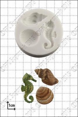 FPC Silicone Mould -SHELLS &amp; SEAHORSES -Καλούπι Σιλικόνης Ιππόκαμπος &amp; Κοχύλια