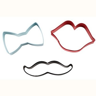 Wilton Cookie Cutter Set of 3 -LIPS, MUSTACHE and BOW TIE - Σετ 3τεμ Κουπ πατ Μουστάκι, Χείλη, Φιόγκος (Παπιγιόν)