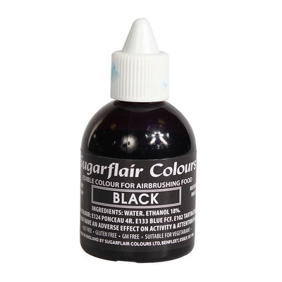 Sugarflair Airbrush Colour -MATT BLACK -Χρώμα Αερογράφου Ματ Μαύρο 60ml