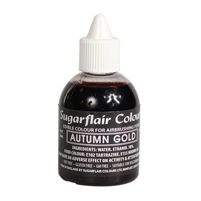 Sugarflair Airbrush Colour -MATT AUTUMN GOLD -Χρώμα Αερογράφου Ματ Φθινοπωρινό Χρυσό 60ml