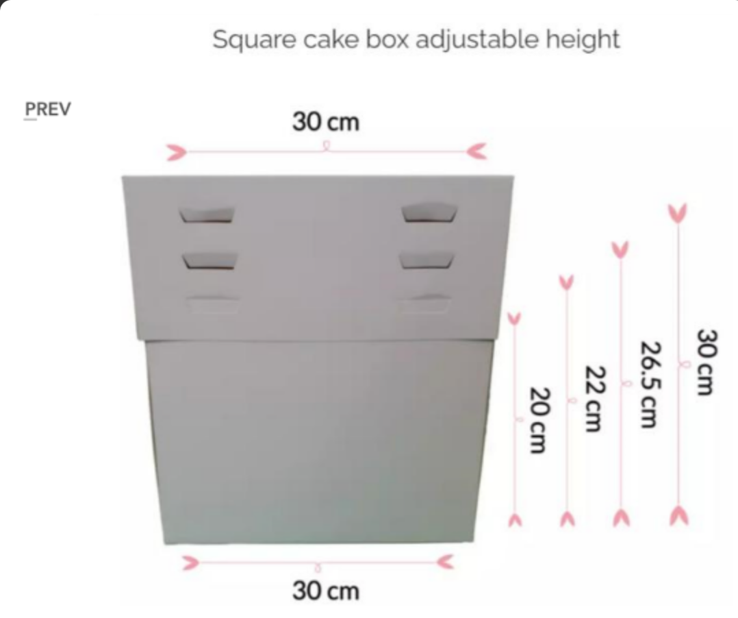 Adjustable Wedding Cake Box 30 x 30 x 20-30-Ρυθμιζόμενο κουτί
