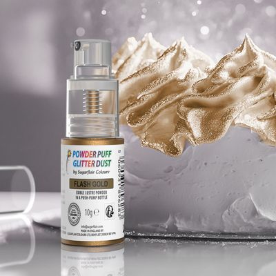 Sugarflair Powder Puff Glitter Dust Pump Spray -FLASH GOLD 10g - Βρώσιμο Γκλίτερ σε σπρέι Χρυσό