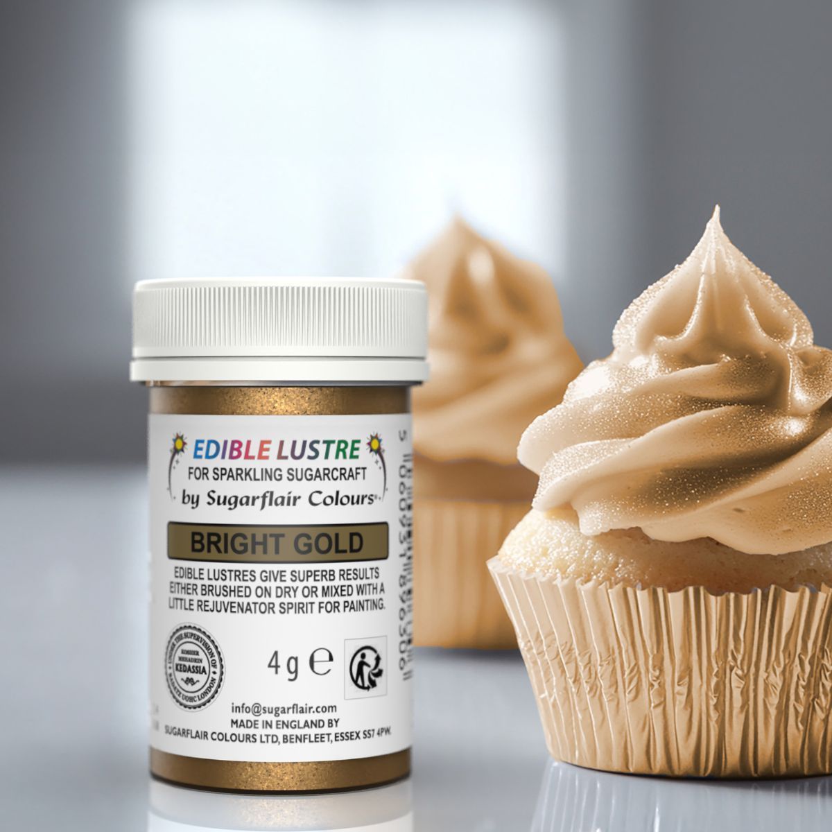 Sugarflair Edible Lustre BRIGHT GOLD - Βρώσιμη Σκόνη Μεταλλική Χρυσή 4γρ