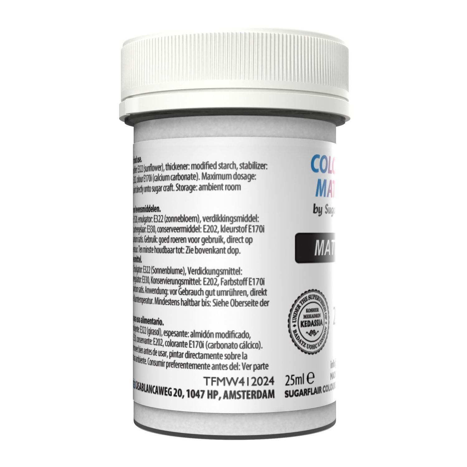 Sugarflair Matt Food Paints -WHITE -Ματ Βρώσιμο Χρώμα Ζωγραφικής -Λευκό 25ml