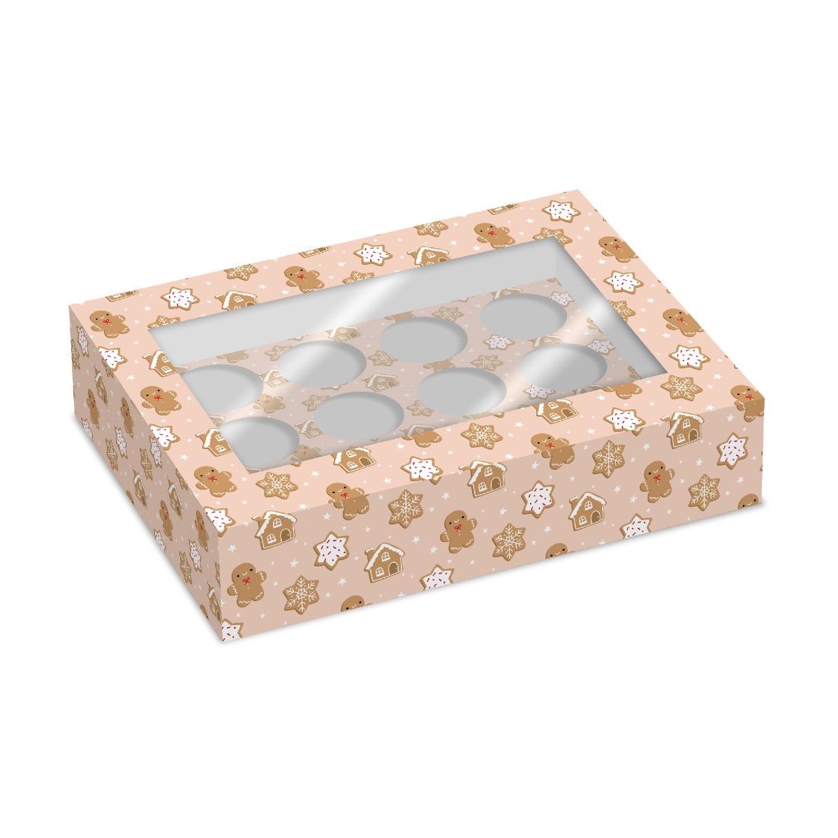 12 Cupcake Box -GINGERBREAD DESIGN-Κουτί για 12 Cupcakes