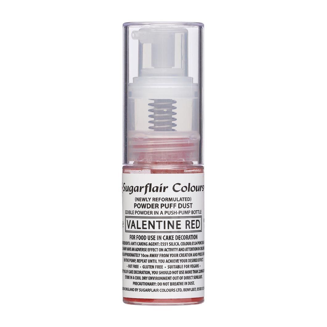 Sugarflair Powder Puff Glitter Dust Pump Spray -RED 10g - Βρώσιμο Γκλίτερ σε σπρέι κόκκινο - Λαμπερό Τελείωμα
