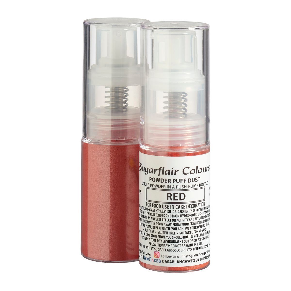 Sugarflair Powder Puff Glitter Dust Pump Spray -RED 10g - Βρώσιμο Γκλίτερ σε σπρέι κόκκινο - Λαμπερό Τελείωμα