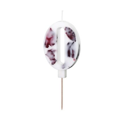 Number Candles -FLOWERS -Κεράκι Λευκό αριθμός &#39;0&#39; με λουλούδια