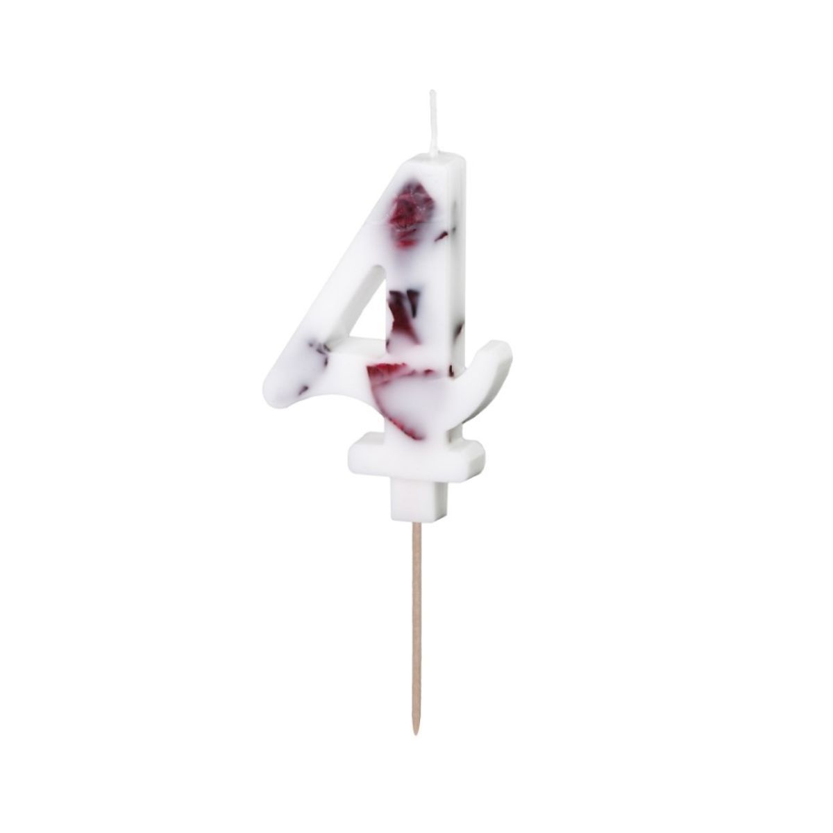 Number Candles -FLOWERS -Κεράκι Λευκό αριθμός &#39;4&#39; με λουλούδια