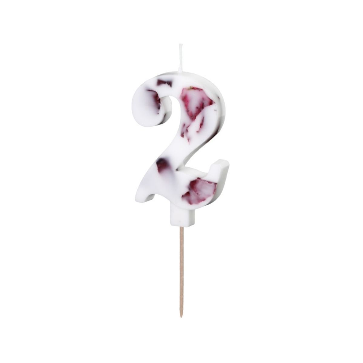Number Candles -FLOWERS -Κεράκι Λευκό αριθμός &#39;2&#39; με λουλούδια