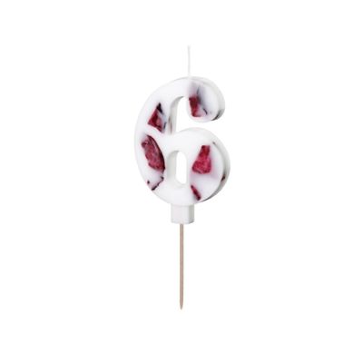 Number Candles -FLOWERS -Κεράκι Λευκό αριθμός '6' με λουλούδια Number Candles -FLOWERS -Κεράκι Λευκό αριθμός '6' με λουλούδια
