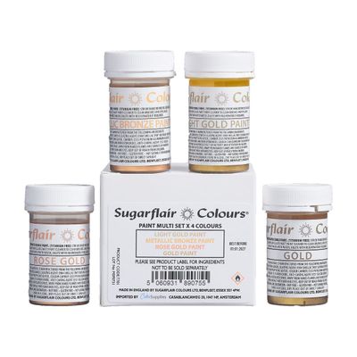 Sugarflair Mixed Metallic Paint Set 4 x 20g -Μεταλλίκο Σετ Ζωγραφικής