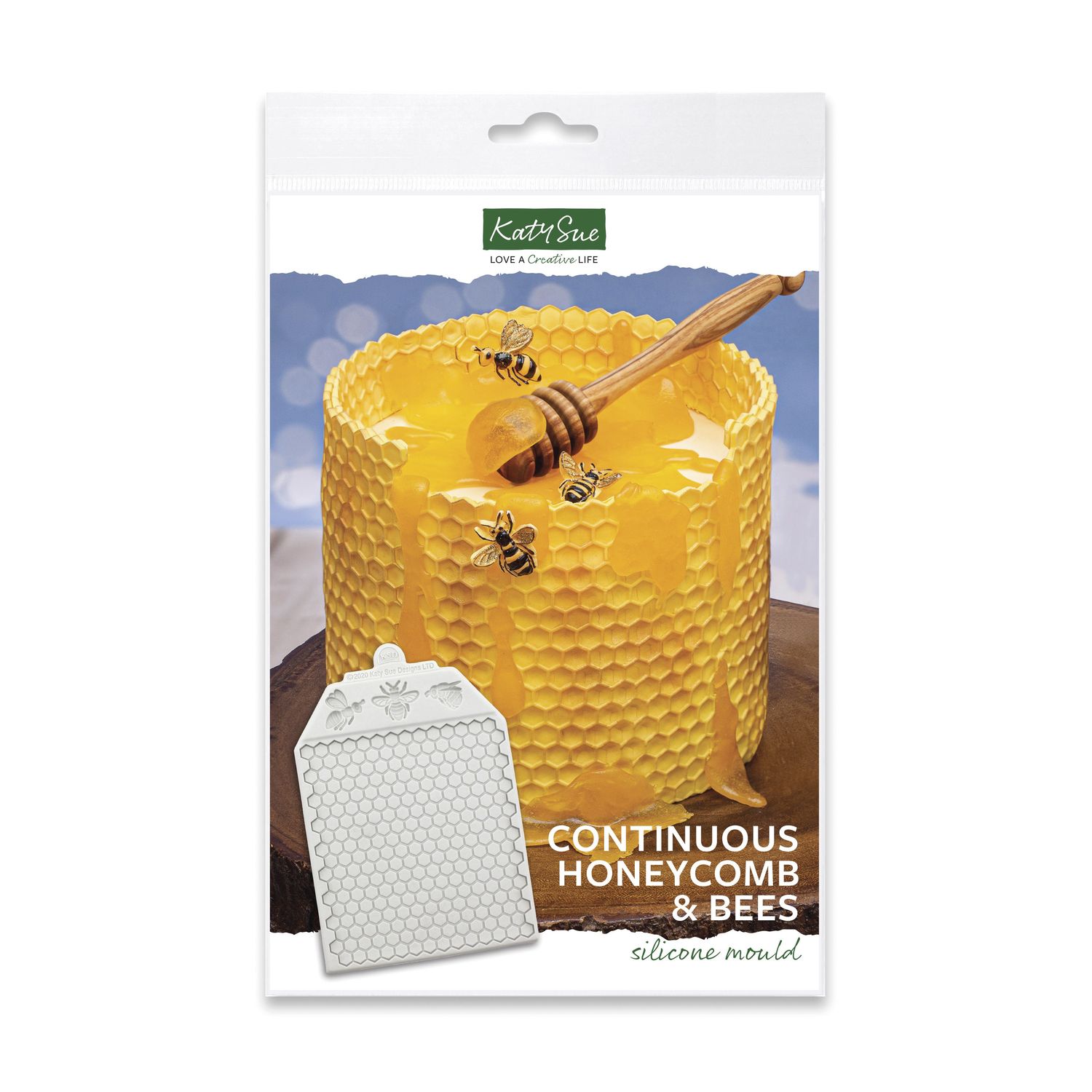 Katy Sue Silicone Embossing Mat -Continuous HONEYCOMB &amp; BEES Πατάκι Σιλικόνης Κηρήθρα &amp; Μέλισσες