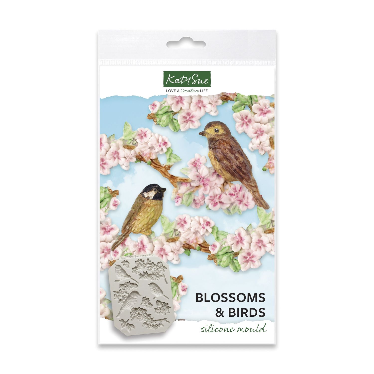 Katy Sue Silicone Mould -BLOSSOMS &amp; BIRDS Καλούπι Σιλικόνης Άνθη και Πουλιά