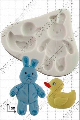 SALE!!! FPC Silicone Mould -DUCK &amp; BUNNY -Καλούπι Σιλικόνης Παπάκι &amp; Κουνελάκι