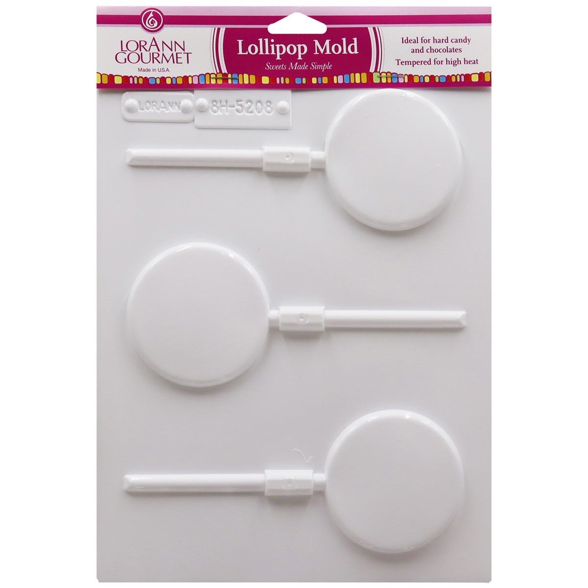 Lorann Round Lollipop Sheet Mold - Large-Καλούπι για γλειφιτζούρι - Μεγάλο