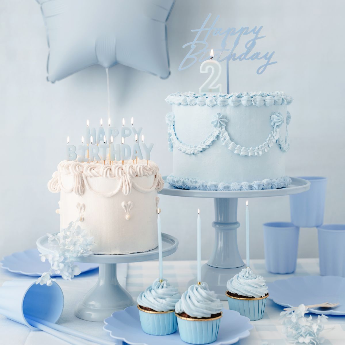 PartyDeco Candles  TALL BLUE &amp; GOLD  -Κεράκια 14εκ σε Μεταλλικό και Γαλάζιο 12 τεμ