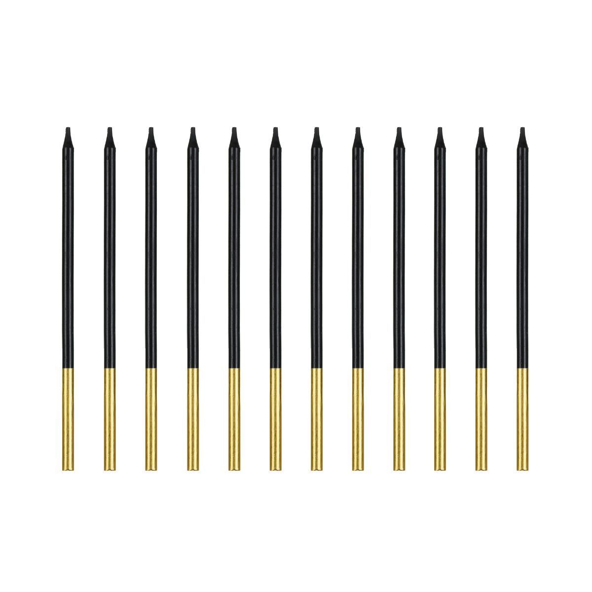 PartyDeco Candles  TALL BLACK &amp; GOLD  -Κεράκια 14εκ σε Μεταλλικό και Μαύρο 12 τεμ