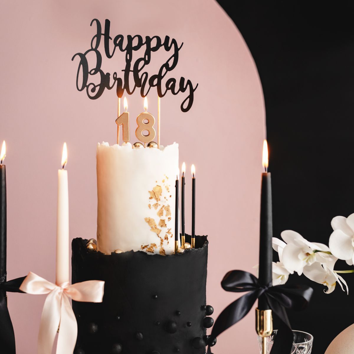 PartyDeco Candles  TALL BLACK &amp; GOLD  -Κεράκια 14εκ σε Μεταλλικό και Μαύρο 12 τεμ