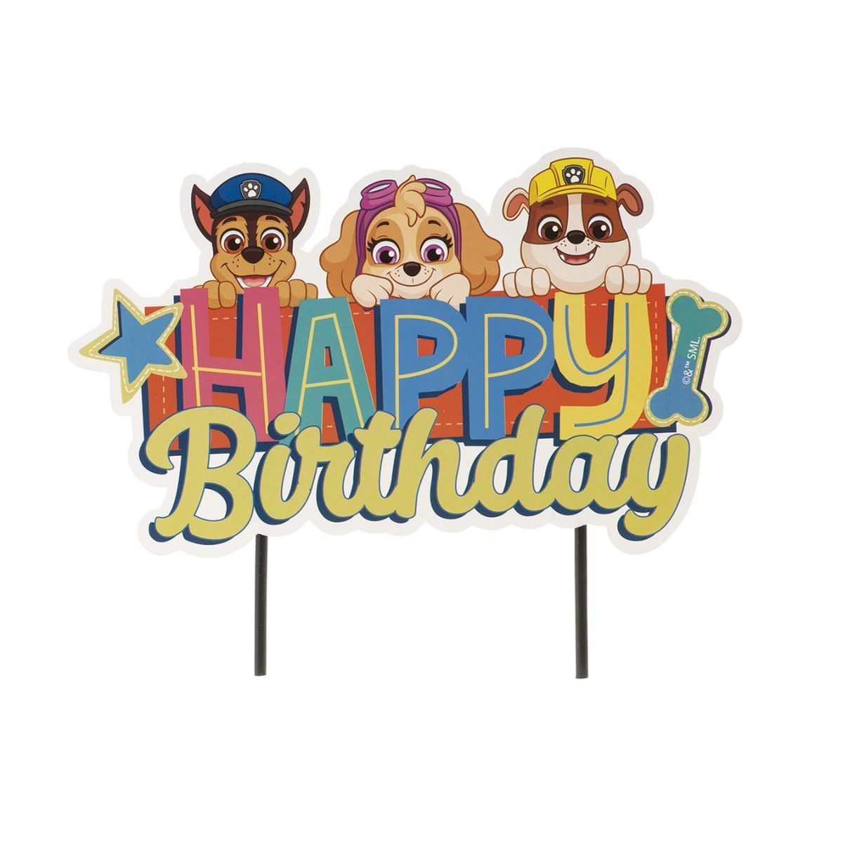 DEKORA Cake Paw Patrol Happy Birthday Cake Topper 17 cm-Τόπερ Paw Patrol