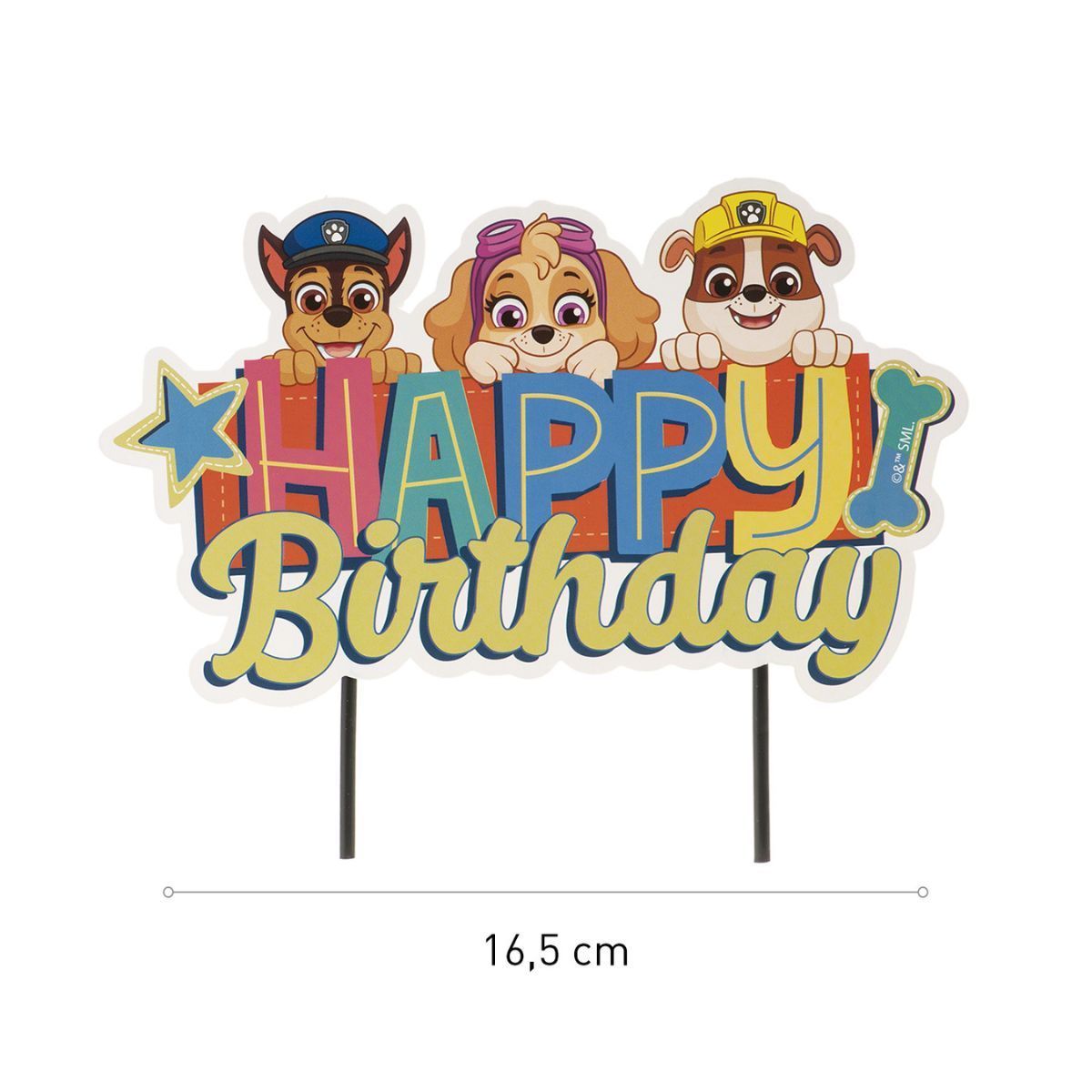 DEKORA Cake Paw Patrol Happy Birthday Cake Topper 17 cm-Τόπερ Paw Patrol